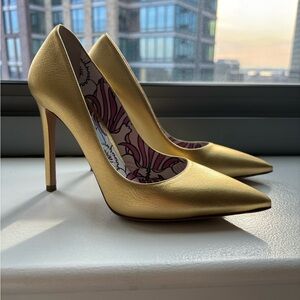 Prada Metallic Gold Leather Pumps